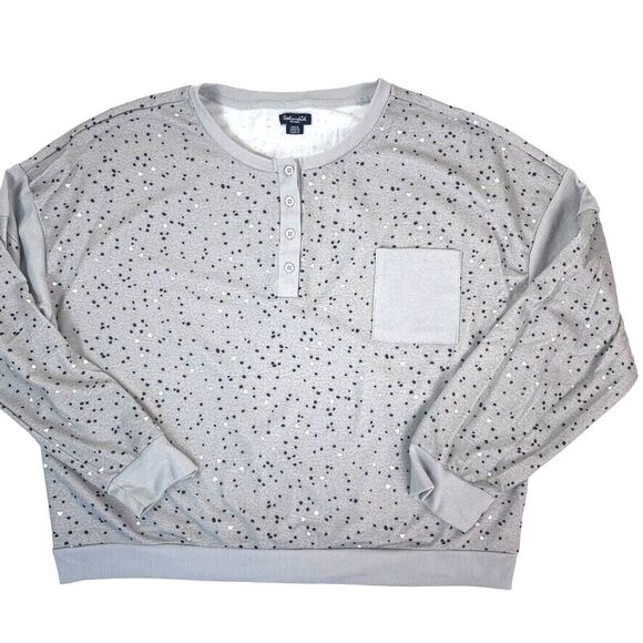 Splendid Tops - Splendid Henley Lounge Boxy Gray Sweatshirt Polka Dots Hearts Soft Sleep XXL